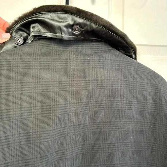 VTG 90s Jones New York Coat Size M Zip Cut Faux Fur Collar Waist Cinch Pockets - Picture 10 of 17